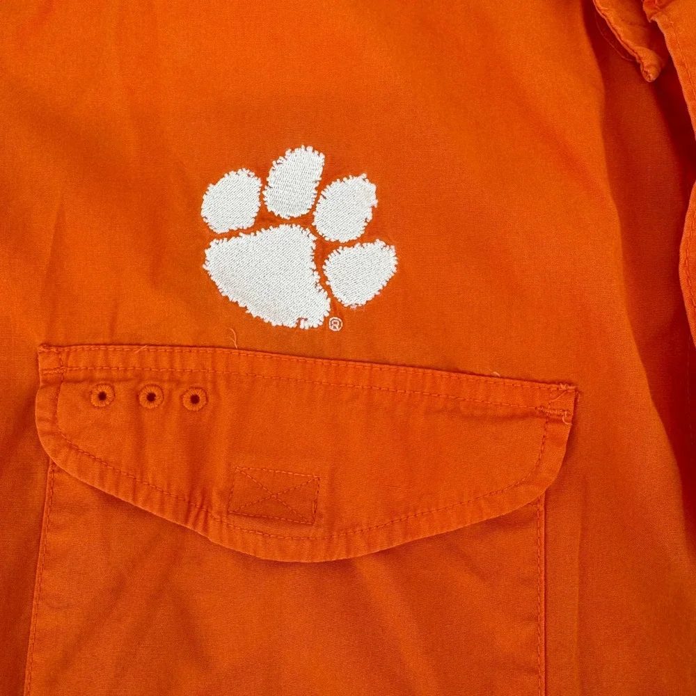 Columbia‎ Clemson Tigers PFG Fishing Shirt Mens XXL Orange Short Sleeve Utility